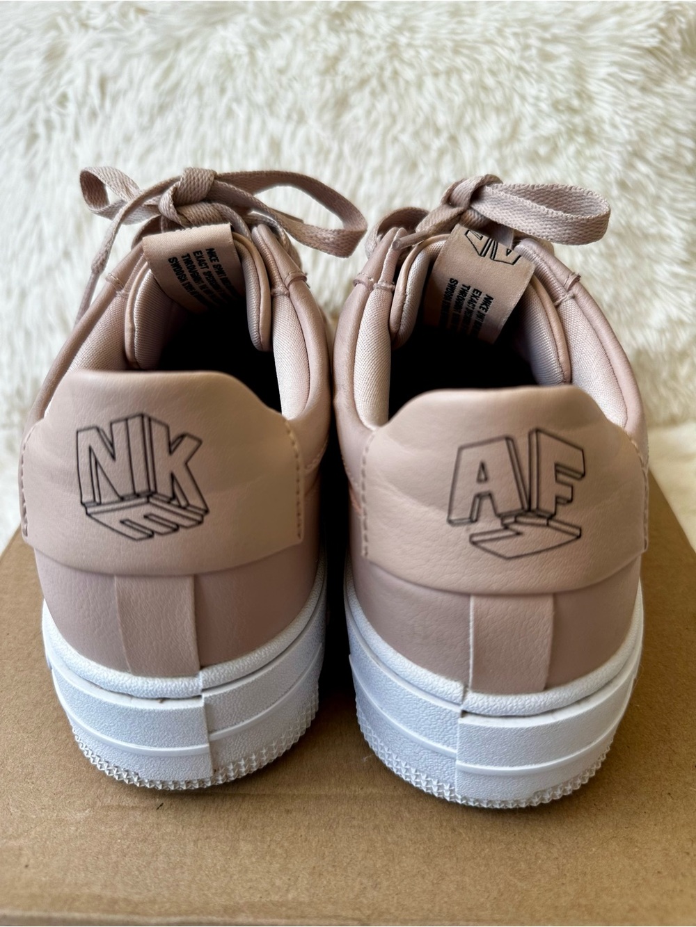 Nike Air Force 1 Pixel Particle Beige White Leather Platform Sneakers Size 8.5 - Picture 4 of 7